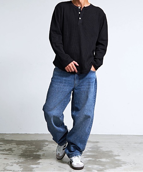 HANES（ヘインズ）の「『Hanes/ヘインズ』ワイドフィットデニムパンツ（デニムパンツ・メンズ・ネイビー/ブルー/サックスブルー/ブラック・M/LL/L/S）」の10枚目の写真