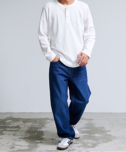 HANES（ヘインズ）の「『Hanes/ヘインズ』ワイドフィットデニムパンツ（デニムパンツ・メンズ・ネイビー/ブルー/サックスブルー/ブラック・M/LL/L/S）」の13枚目の写真