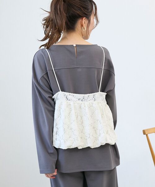 le.coeur blanc（ルクールブラン）の「《WEB限定アイテム》起毛レースバルーンキャミ（キャミソール・レディース・ブラウン/ブラック/グレー/オフホワイト・38）」の13枚目の写真