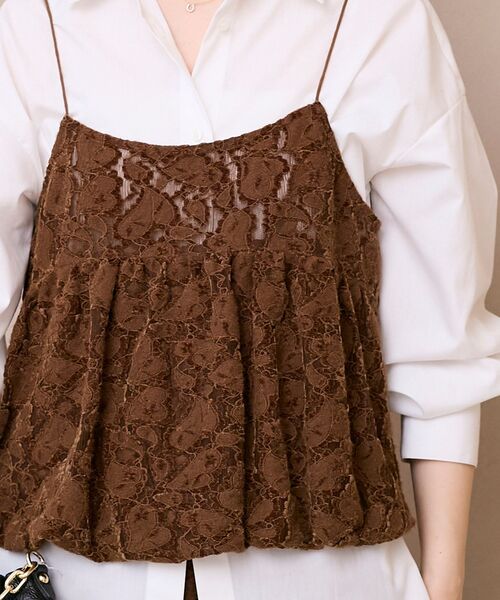 le.coeur blanc（ルクールブラン）の「《WEB限定アイテム》起毛レースバルーンキャミ（キャミソール・レディース・ブラウン/ブラック/グレー/オフホワイト・38）」の20枚目の写真