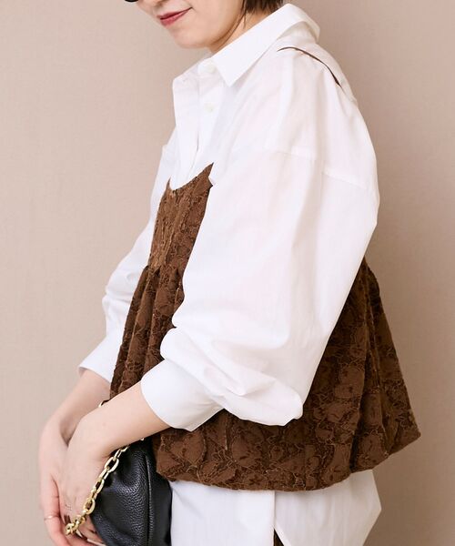 le.coeur blanc（ルクールブラン）の「《WEB限定アイテム》起毛レースバルーンキャミ（キャミソール・レディース・ブラウン/ブラック/グレー/オフホワイト・38）」の21枚目の写真