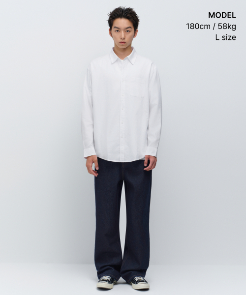 MUSINSA STANDARD（ムシンサスタンダード）の「リラックスフィットオックスフォードシャツ[ホワイト]（シャツ/ブラウス・メンズ・その他・LARGE/X-LARGE/XX-LARGE/XXX-LARGE/SMALL/MEDIUM）」の2枚目の写真