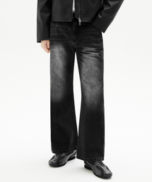 TRILLION（トリリオン）の「Semi wide flare bootcut denim pants [Normal Black]（デニムパンツ・メンズ）」