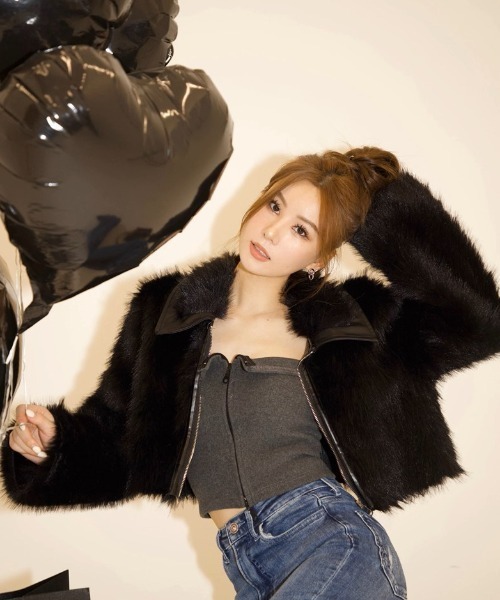 .KOM(ドットコム)の「A'GEM/9 × .kom 『.kom/ドットケーオーエム』エコファージップアップブルゾン(ライダースジャケット・レディース・ホワイト/ブラウン/ブラック・FREE)」の13枚目の写真