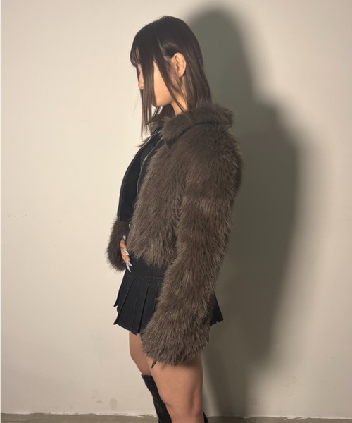 .KOM(ドットコム)の「A'GEM/9 × .kom 『.kom/ドットケーオーエム』エコファージップアップブルゾン(ライダースジャケット・レディース・ホワイト/ブラウン/ブラック・FREE)」の20枚目の写真