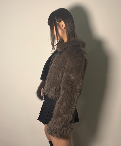 .KOM(ドットコム)の「A'GEM/9 × .kom 『.kom/ドットケーオーエム』エコファージップアップブルゾン(ライダースジャケット・レディース・ホワイト/ブラウン/ブラック・FREE)」の21枚目の写真