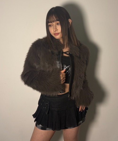 .KOM(ドットコム)の「A'GEM/9 × .kom 『.kom/ドットケーオーエム』エコファージップアップブルゾン(ライダースジャケット・レディース・ホワイト/ブラウン/ブラック・FREE)」の18枚目の写真