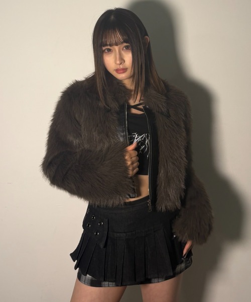 .KOM(ドットコム)の「A'GEM/9 × .kom 『.kom/ドットケーオーエム』エコファージップアップブルゾン(ライダースジャケット・レディース・ホワイト/ブラウン/ブラック・FREE)」の17枚目の写真