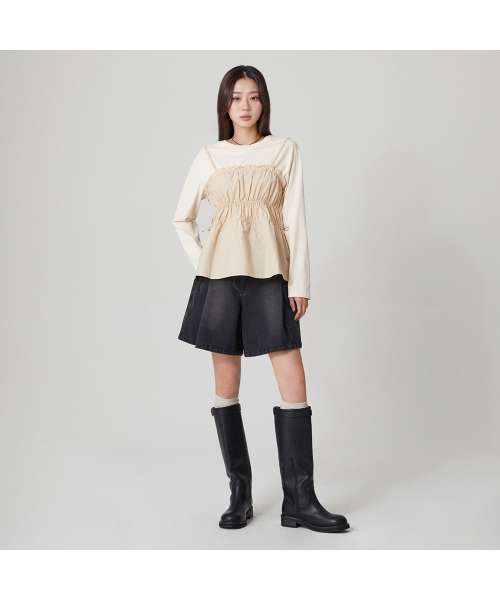 LAP(ラップ)の「ビスチェ配色長袖Tシャツ AR3WB867(Tシャツ/カットソー・レディース・ライトベージュ・FREE)」の2枚目の写真