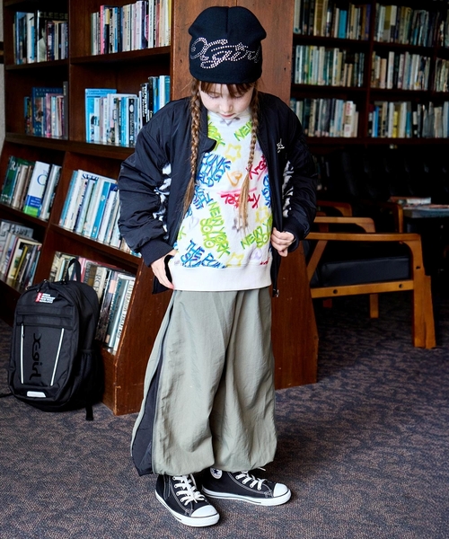 X-girl Stages（エックスガールステージス）の「サイドジップ開き配色パンツ（その他パンツ・キッズ・ブラック/カーキ・140cm/130cm/110cm/120cm）」の16枚目の写真