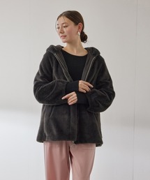 QUEENS COURT | フェイクファーフーディショートコート≪手洗い可能≫(その他アウター)