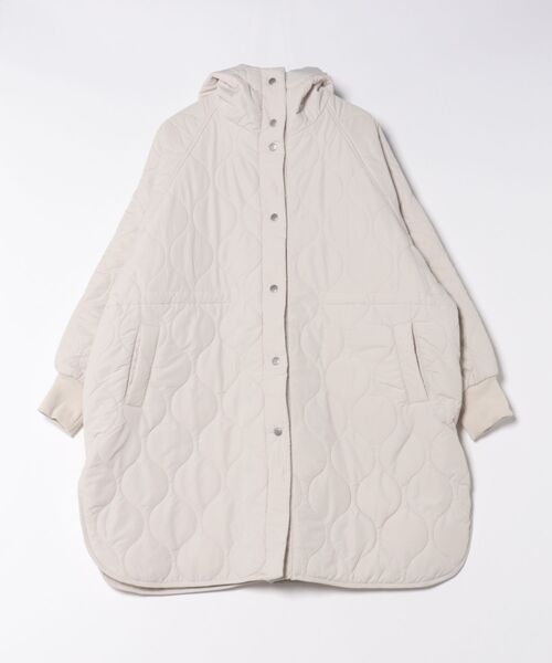 URBAN ISLAND SOCIETY（アーバンアイランドソサエティ）の「【URBAN ISLAND SOCIETY/アーバンアイランドソサエティ】UIS QUILT JACKET/キルティングコート フード付き ロング丈 カジュアル アウター（その他アウター・レディース・ブラック/カーキ/アイボリー・FREE）」の2枚目の写真