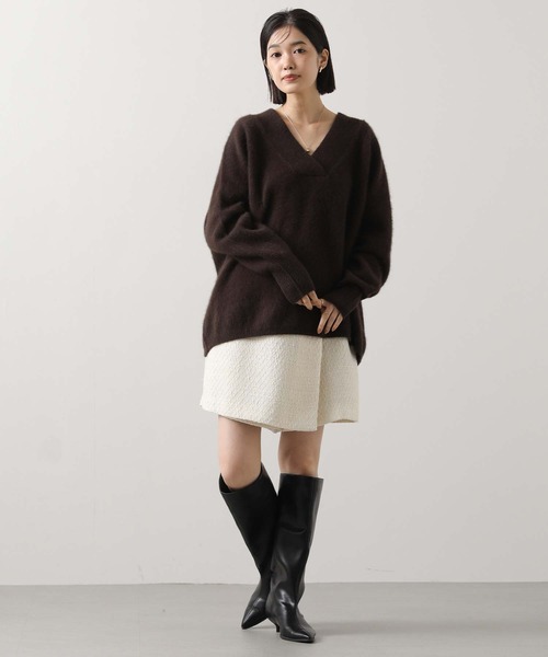 グレディブリリアンＦＯＸヤクＶネックワイドニット　ブラウン セール】FOXヤクVネックワイドニット（ニット/セーター）｜Gready