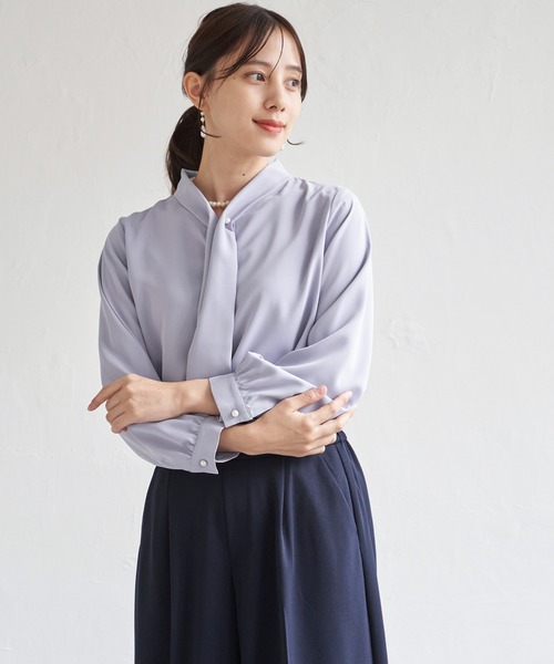IKKA LOUNGE（イッカラウンジ）の「ボータイデザインブラウス（シャツ/ブラウス・レディース・ネイビー/サックスブルー/オフホワイト・M/L/S）」の21枚目の写真