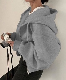 ショート丈裏起毛フーディー