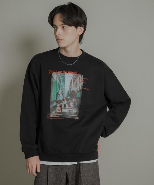 SENSE OF PLACE by URBAN RESEARCH（センスオブプレイスバイアーバンリサーチ）の「City graphic crew-neck Sweat（スウェット・メンズ・ブラック/ブルー/グレー・LARGE/MEDIUM）」の6枚目の写真