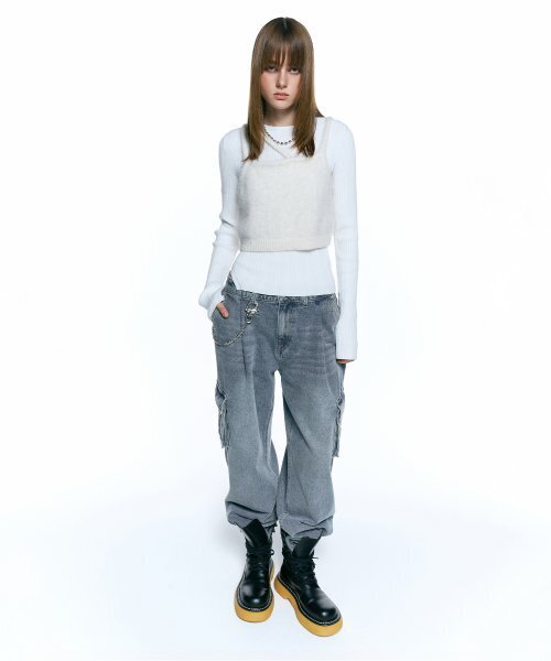 INSILENCE WOMEN(インサイレンスウーマン)の「プリーツカーゴデニム BLUE(デニムパンツ・レディース・その他・MEDIUM)」の3枚目の写真