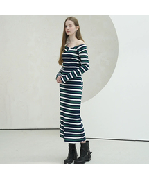 Lovely Stripe Long Dress - 4COL