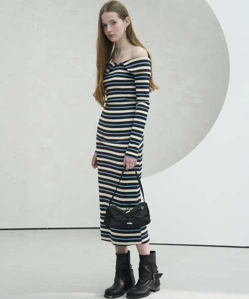 Vivacious(ビバシャス)の「Lovely Stripe Long Dress - 4COL(ワンピース・レディース・グリーン/ワイン/ブラウン/スカイブルー・FREE)」の6枚目の写真