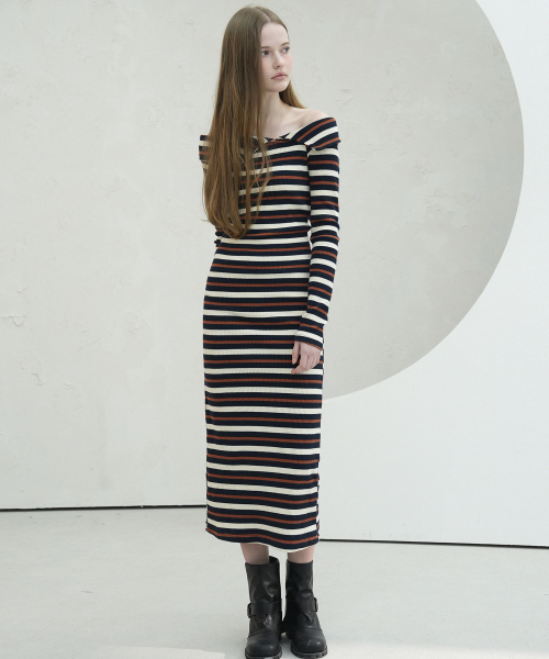 Vivacious(ビバシャス)の「Lovely Stripe Long Dress - 4COL(ワンピース・レディース・グリーン/ワイン/ブラウン/スカイブルー・FREE)」の8枚目の写真