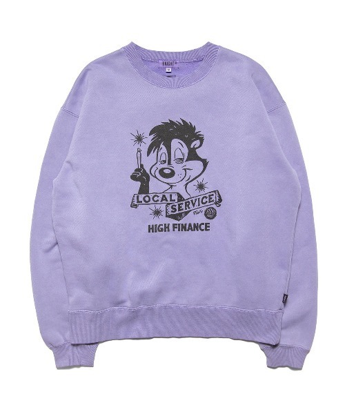 HAIGHT（ヘイト）の「ヘイト [HAIGHT] × グラインドロッジ [GRINDLODGE] - クルーネックスウェット トレーナー [HTGL-253002 LOCAL SERVICE PIGMENT DYE SWEAT ft.GRINDLODGE]（スウェット・メンズ・ブルー/サンドベージュ/パープル・MEDIUM/LARGE）」の3枚目の写真