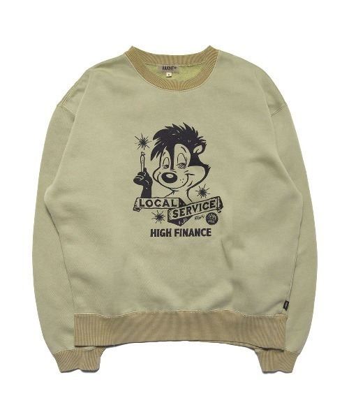 HAIGHT（ヘイト）の「ヘイト [HAIGHT] × グラインドロッジ [GRINDLODGE] - クルーネックスウェット トレーナー [HTGL-253002 LOCAL SERVICE PIGMENT DYE SWEAT ft.GRINDLODGE]（スウェット・メンズ・ブルー/サンドベージュ/パープル・MEDIUM/LARGE）」の2枚目の写真