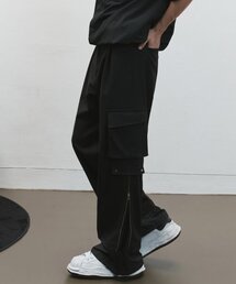 ALYSS（アリス）の「サイドインシジョンナイロンレイヤードジッパーパンツ[ブラック]（スウェットパンツ）」