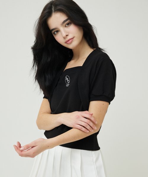 AWESOME STUDIO(オーサムスタジオ)の「半袖ボレロレイヤードスウェットシャツブラック(Tシャツ/カットソー・レディース・その他・FREE)」の6枚目の写真