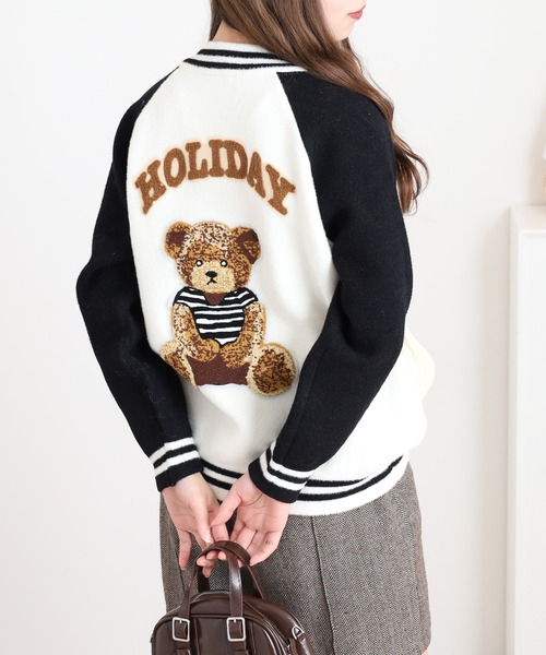 セール】je crois soi ワッペン バイカラー ニットブルゾン（ニット