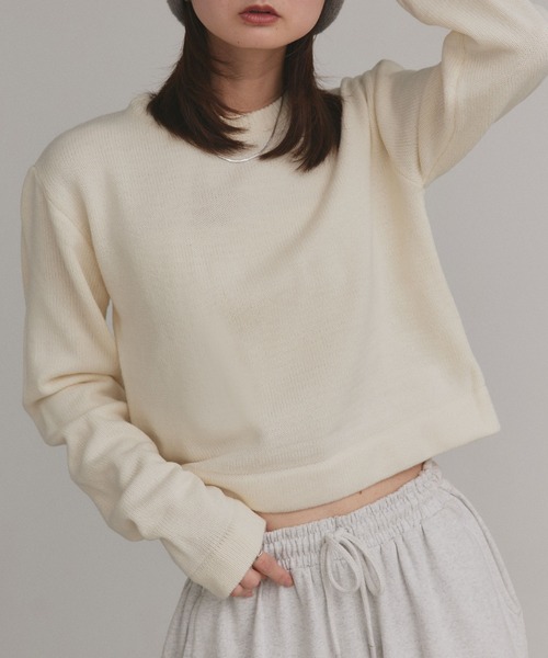 ad thie（アドティエ）の「ショート丈 ミックスニット プルオーバー（ニット/セーター・レディース・ライトグリーン/ブラック/アイボリー/グレー・FREE）」の21枚目の写真