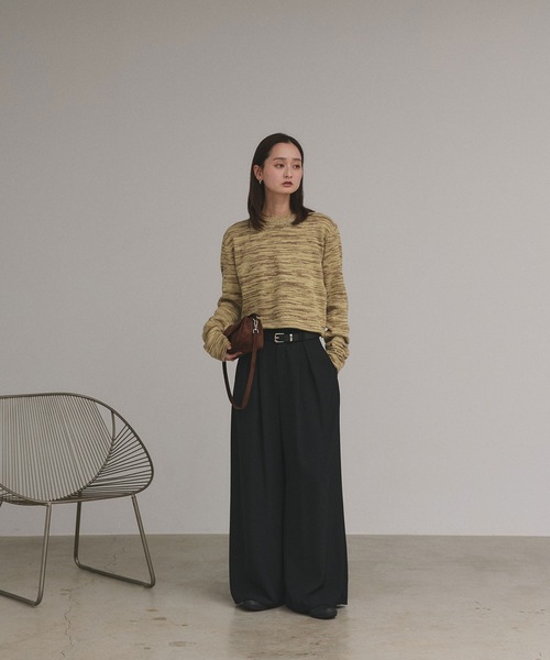 ad thie（アドティエ）の「ショート丈 ミックスニット プルオーバー（ニット/セーター・レディース・ライトグリーン/ブラック/アイボリー/グレー・FREE）」の13枚目の写真