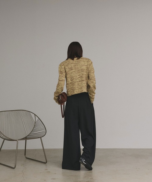 ad thie（アドティエ）の「ショート丈 ミックスニット プルオーバー（ニット/セーター・レディース・ライトグリーン/ブラック/アイボリー/グレー・FREE）」の14枚目の写真