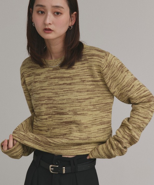 ad thie（アドティエ）の「ショート丈 ミックスニット プルオーバー（ニット/セーター・レディース・ライトグリーン/ブラック/アイボリー/グレー・FREE）」の17枚目の写真