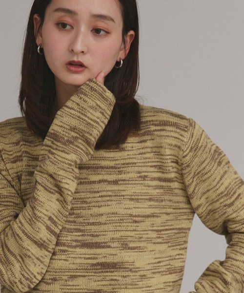 ad thie（アドティエ）の「ショート丈 ミックスニット プルオーバー（ニット/セーター・レディース・ライトグリーン/ブラック/アイボリー/グレー・FREE）」の10枚目の写真