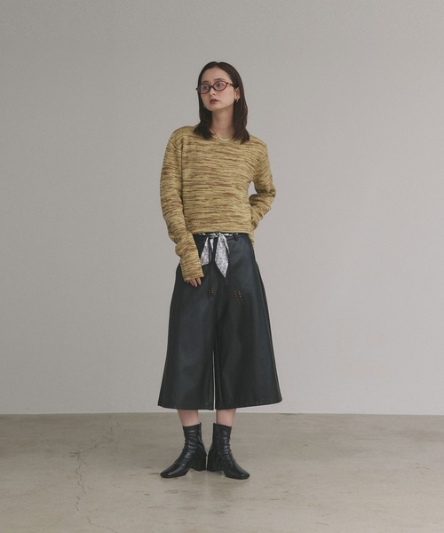 ad thie（アドティエ）の「ショート丈 ミックスニット プルオーバー（ニット/セーター・レディース・ライトグリーン/ブラック/アイボリー/グレー・FREE）」の5枚目の写真