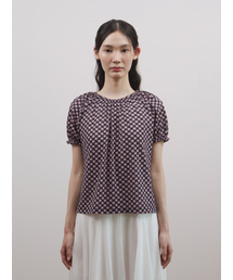 Shirred Check Top / Pink