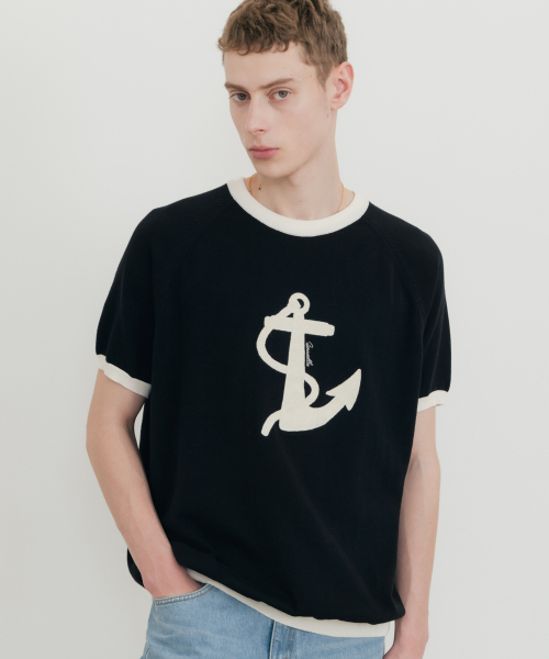 SSIN AND LEE(シンアンドリー)の「マリーナインサマーハーフニットブラック(ニット/セーター・メンズ・その他・MEDIUM/LARGE)」の1枚目の写真