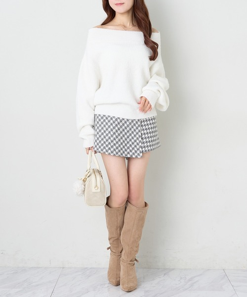 one after another NICE CLAUP（ワンアフターアナザーナイスクラップ）の「オフショルニットセットアップ（セットアップ・レディース・チャコールグレー/アイボリー/ブラック/ベージュ/ピンク・FREE）」の13枚目の写真