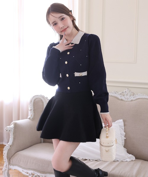 one after another NICE CLAUP（ワンアフターアナザーナイスクラップ）の「オフショルニットセットアップ（セットアップ・レディース・チャコールグレー/アイボリー/ブラック/ベージュ/ピンク・FREE）」の17枚目の写真