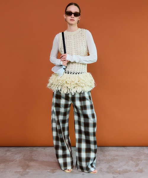 MAISON SPECIAL（メゾンスペシャル）の「Fringe Mesh Vest/フリンジメッシュベスト（ベスト・レディース・ブラウン/ホワイト/マルチ・FREE）」の6枚目の写真