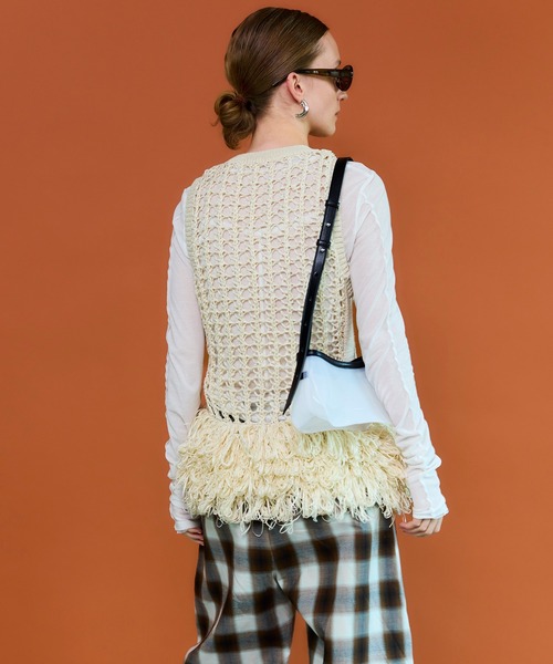 MAISON SPECIAL（メゾンスペシャル）の「Fringe Mesh Vest/フリンジメッシュベスト（ベスト・レディース・ブラウン/ホワイト/マルチ・FREE）」の10枚目の写真