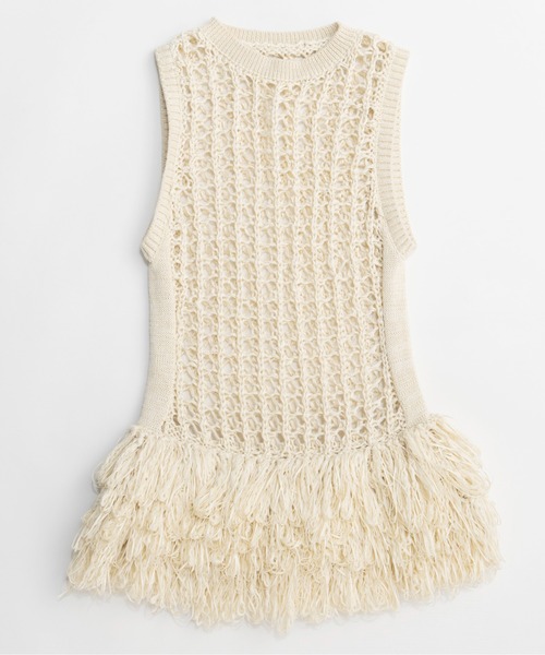 MAISON SPECIAL（メゾンスペシャル）の「Fringe Mesh Vest/フリンジメッシュベスト（ベスト・レディース・ブラウン/ホワイト/マルチ・FREE）」の11枚目の写真