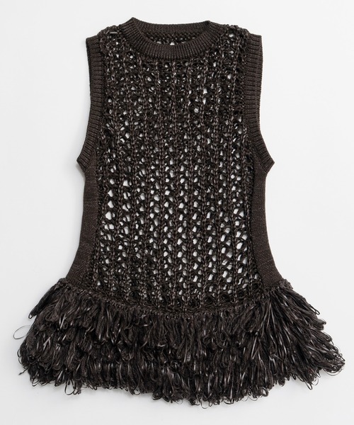 MAISON SPECIAL（メゾンスペシャル）の「Fringe Mesh Vest/フリンジメッシュベスト（ベスト・レディース・ブラウン/ホワイト/マルチ・FREE）」の13枚目の写真