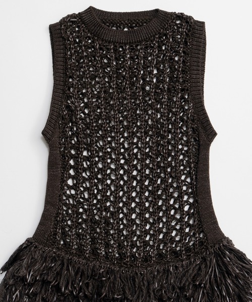 MAISON SPECIAL（メゾンスペシャル）の「Fringe Mesh Vest/フリンジメッシュベスト（ベスト・レディース・ブラウン/ホワイト/マルチ・FREE）」の14枚目の写真