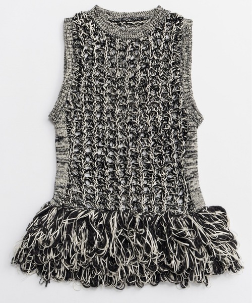 MAISON SPECIAL（メゾンスペシャル）の「Fringe Mesh Vest/フリンジメッシュベスト（ベスト・レディース・ブラウン/ホワイト/マルチ・FREE）」の12枚目の写真