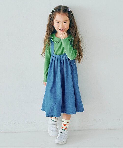 p.premier(ピードットプルミエ)の「ギンガムチェックジャンスカ&メロウトップスセット_ジュニア対応(ワンピース・キッズ・ブルー/レッド/インディゴブルー/イエロー・80/90/100/110/120/130/140)」の5枚目の写真