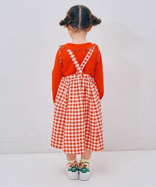 p.premier(ピードットプルミエ)の「ギンガムチェックジャンスカ&メロウトップスセット_ジュニア対応(ワンピース・キッズ・ブルー/レッド/インディゴブルー/イエロー・80/90/100/110/120/130/140)」の8枚目の写真