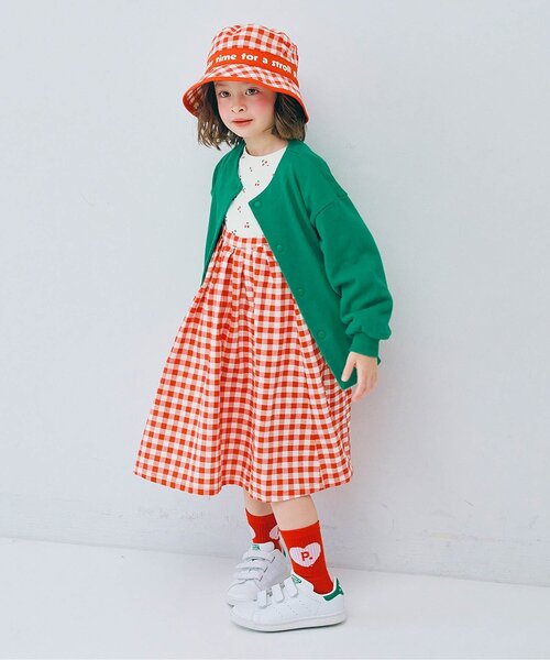 p.premier(ピードットプルミエ)の「ギンガムチェックジャンスカ&メロウトップスセット_ジュニア対応(ワンピース・キッズ・ブルー/レッド/インディゴブルー/イエロー・80/90/100/110/120/130/140)」の9枚目の写真