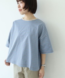 ボーダー配色バインダー 5分袖BIG Tシャツ【SEASON COLOR】