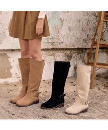 SHOEHI（シューハイ）の「Aria cowhide suede belt long boots (3 Colors)_B2342（ブーツ・レディース）」